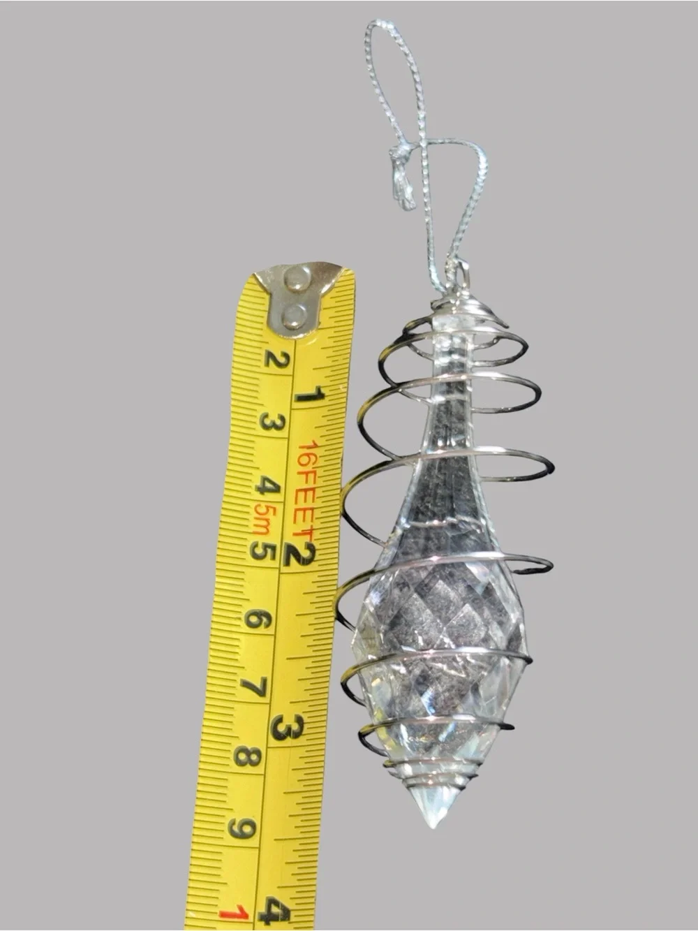 VTG Dazzling Drop Christmas ornaments Lot Of 4  Faceted Acrylic Silver Top